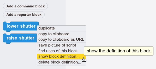 Modifying bloc definition