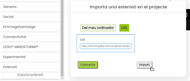 Importar extensió