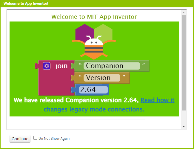 AppInventor Welcome Screen