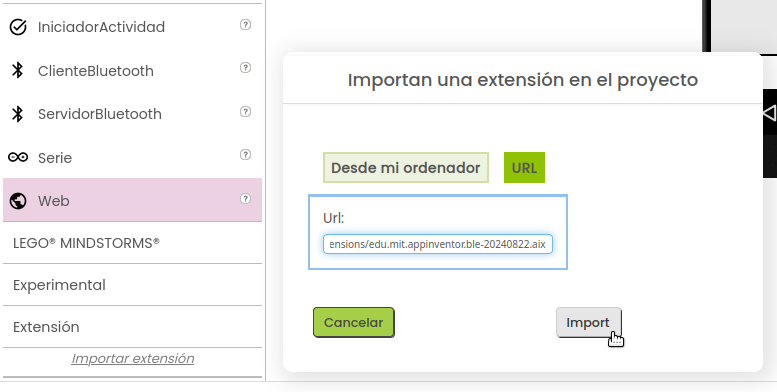 Importar extensión