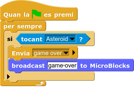 Missatge a MicroBlocks