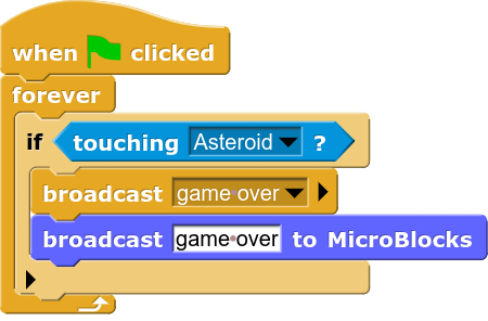 Message to MicroBlocks
