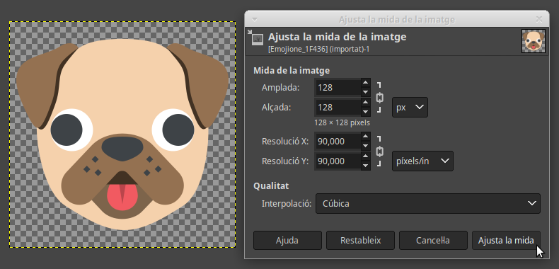 Ajusta la mida a GIMP