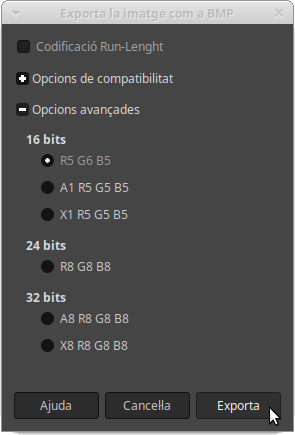 Exportar BMP a GIMP
