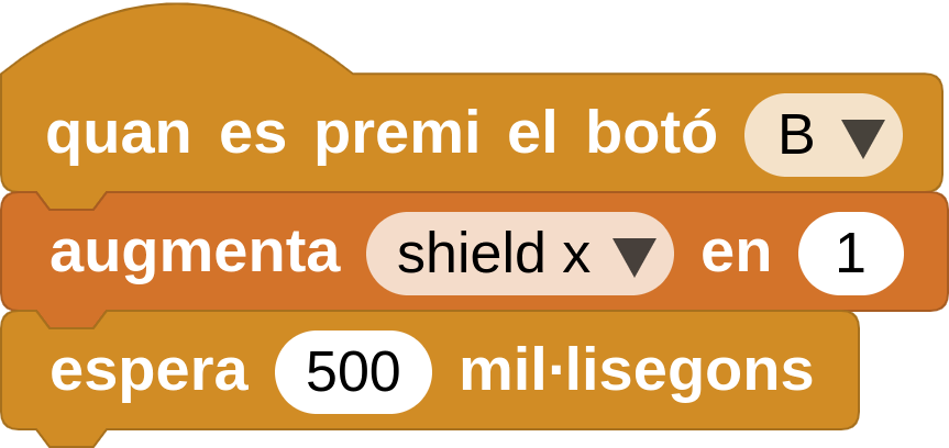 Movent l'escut amb el botó B