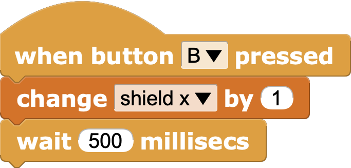 Moving the shield with button B