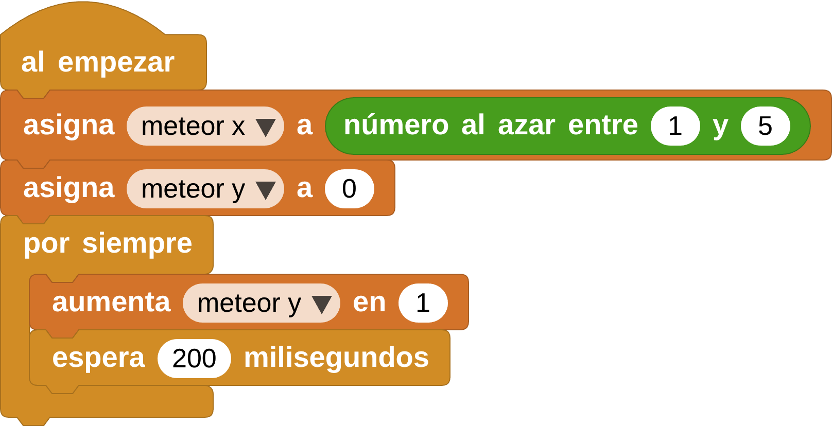 Script para la caída del meteorito