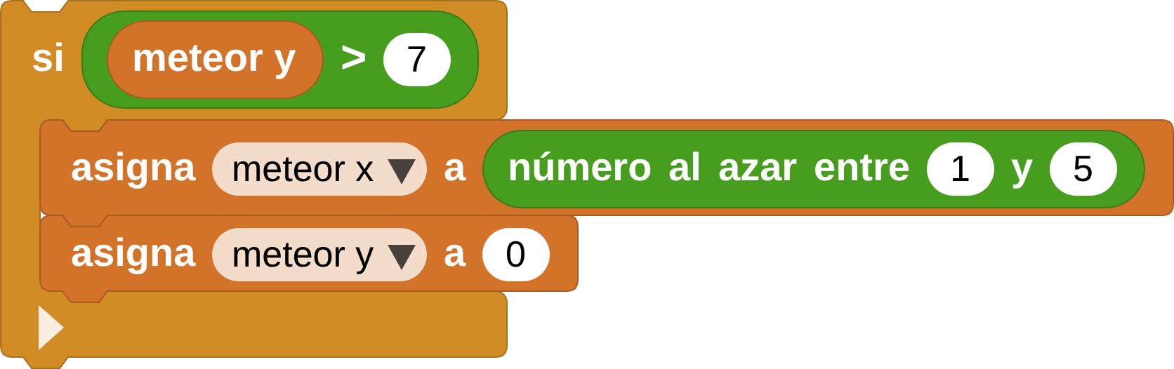 Restablecer la posición del meteorito