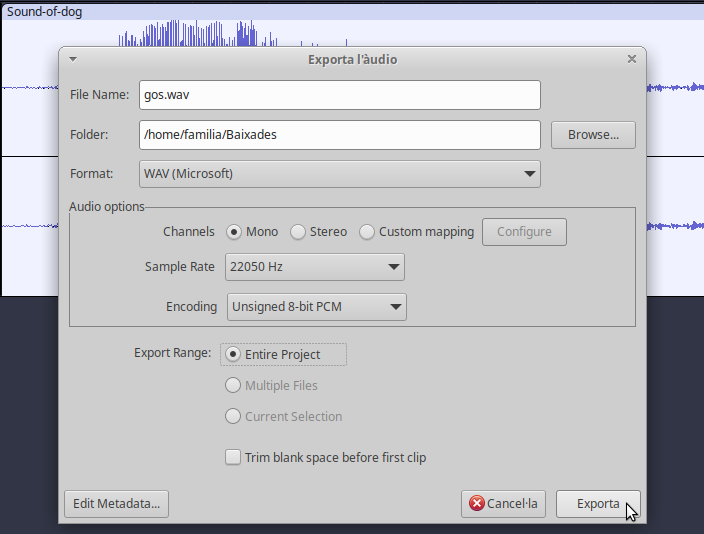 Exportar WAV
