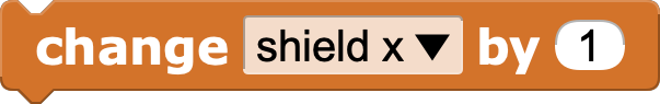 Increment the "shield x" variable