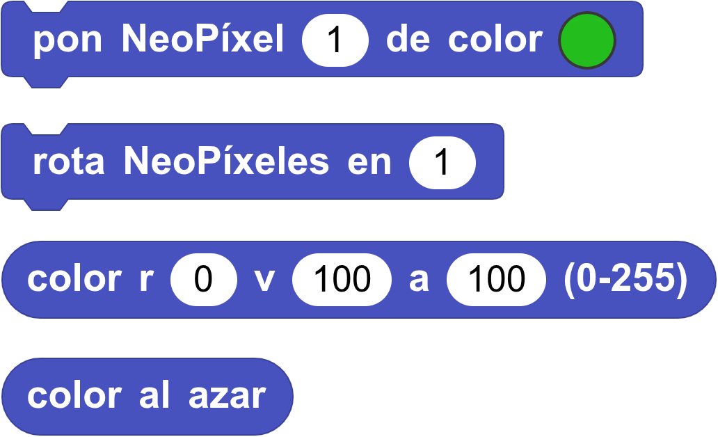 Más bloques librería NeoPíxeles