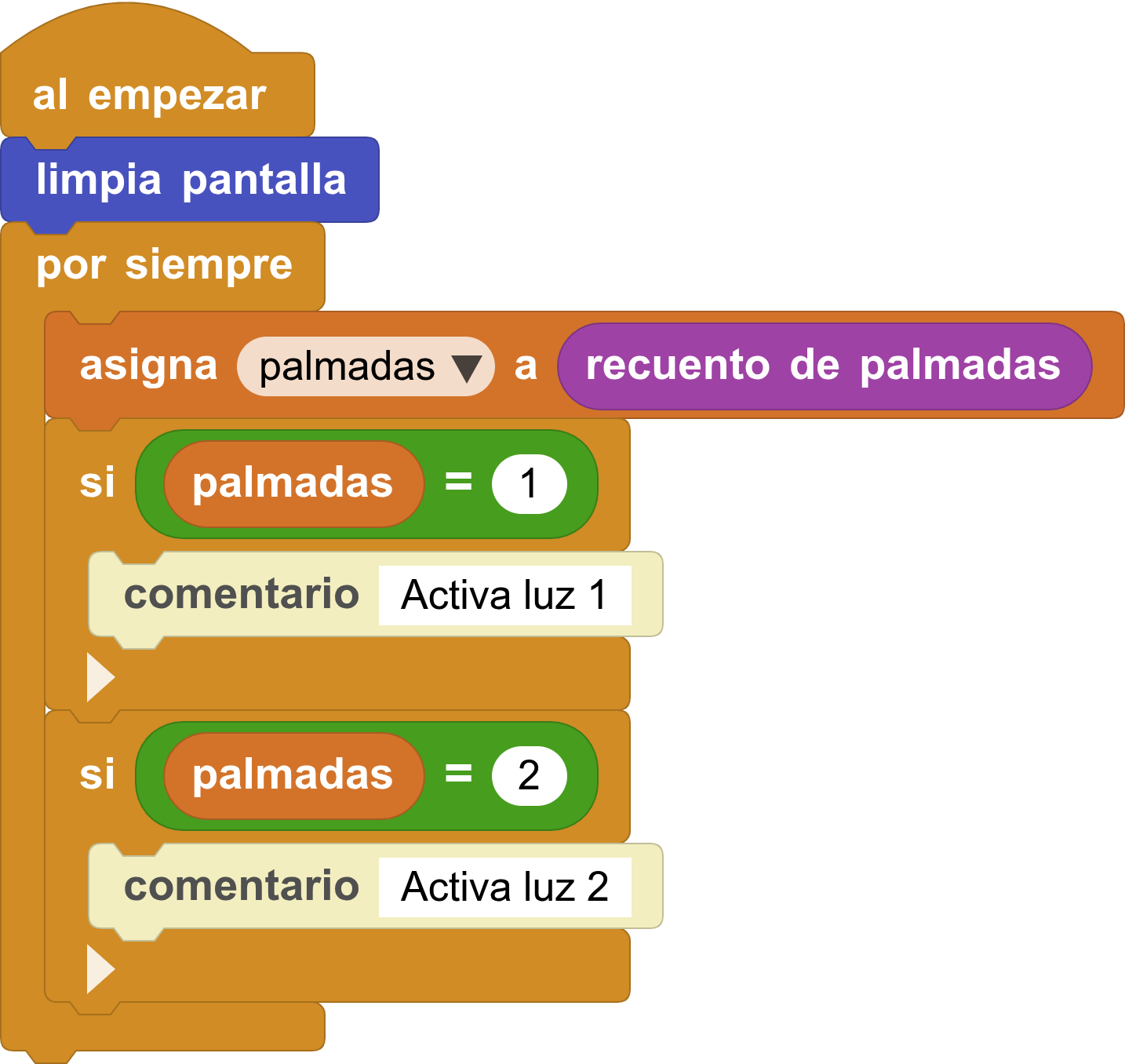 Ejemplo iluminación con palmadas