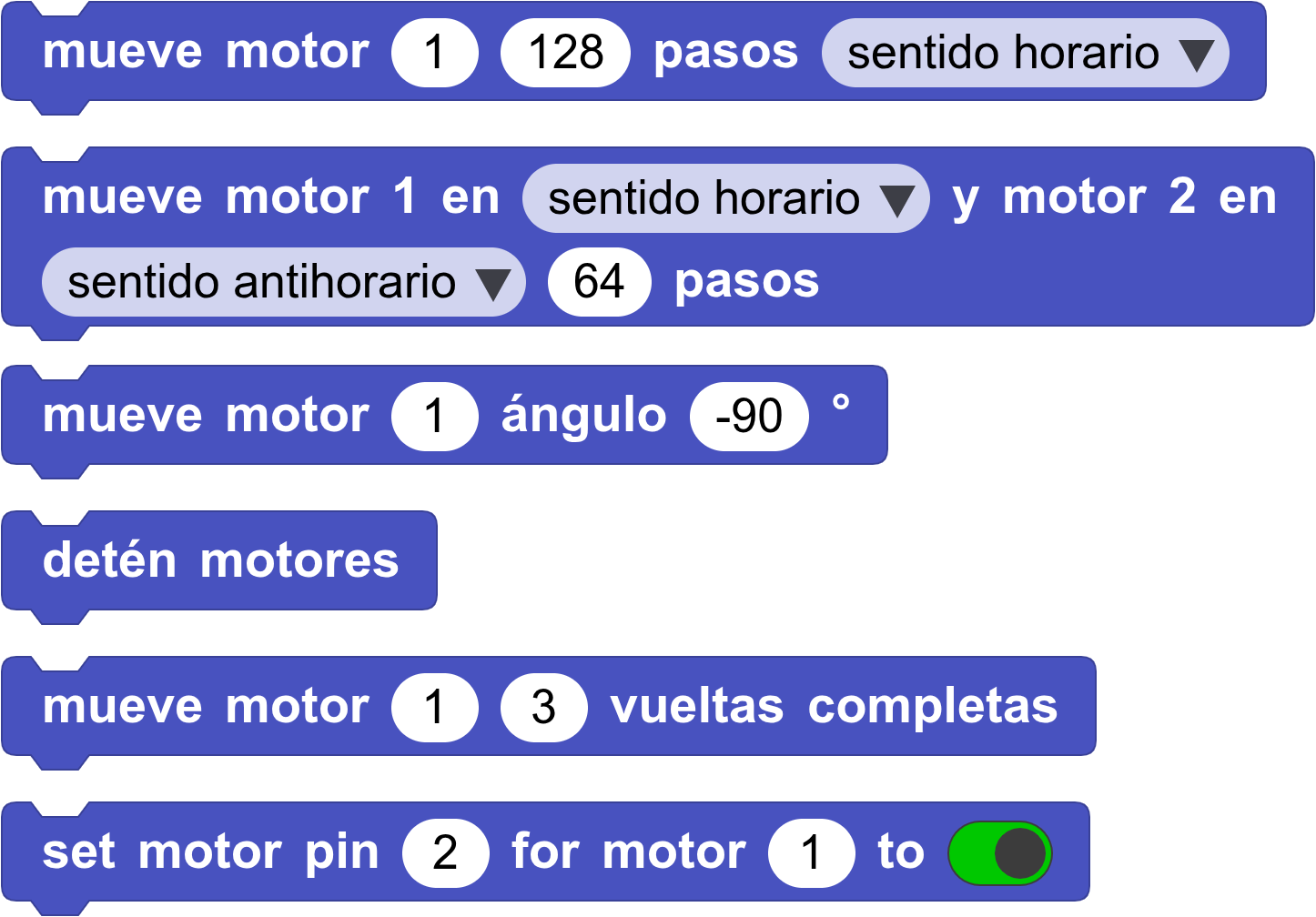 Bloques motores paso a paso