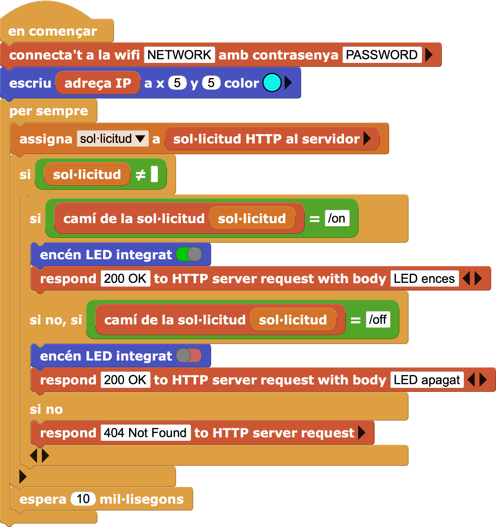 LED controlad amb HTTP