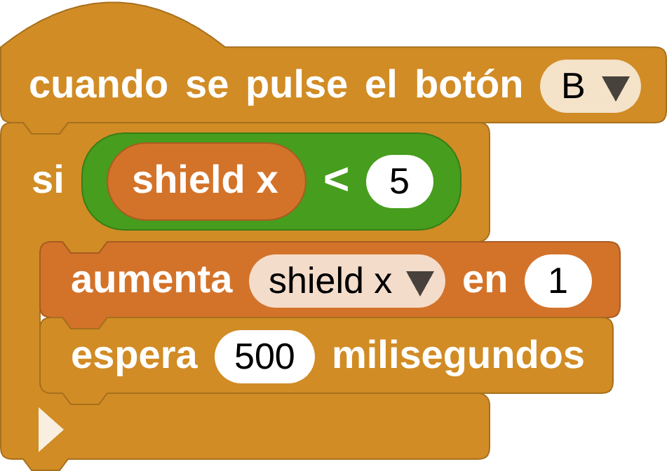 Solo se incrementa "shield x" si es menor a 5