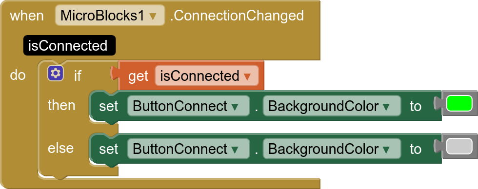 Connected to MicroBlocks